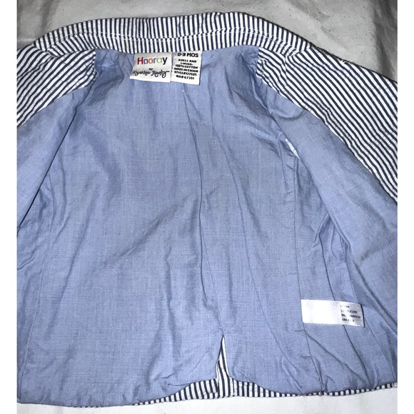 Hooray by Cynthia Rowell Blue White Seersucker Baby Boys 3 Piece Suit 0-3 Months - Picture 4 of 15